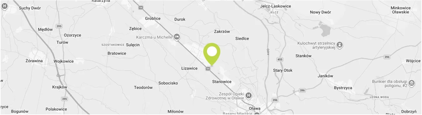 Mapa okolicy — Stanowice między Oławą a Siechnicami, dojazd do Wrocławia